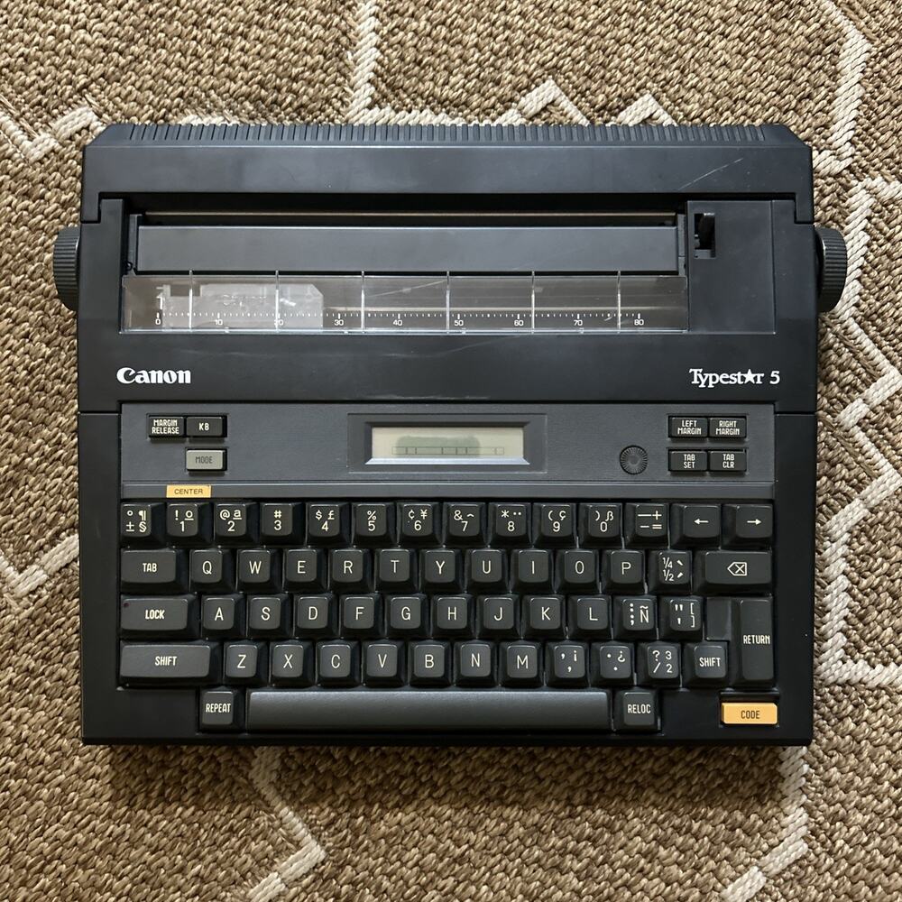 Canon Typestar 5 Black Portable Electronic Typewriter NO POWER CORD UNTESTED!